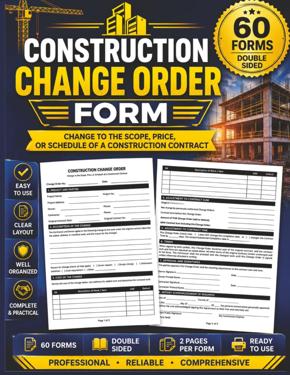 capítulo por capítulo baixar Construction Change Order Form: Project Modification / Amendment Authorization Doc for Subcontractors, Contractors, Engineers, Architects, and others