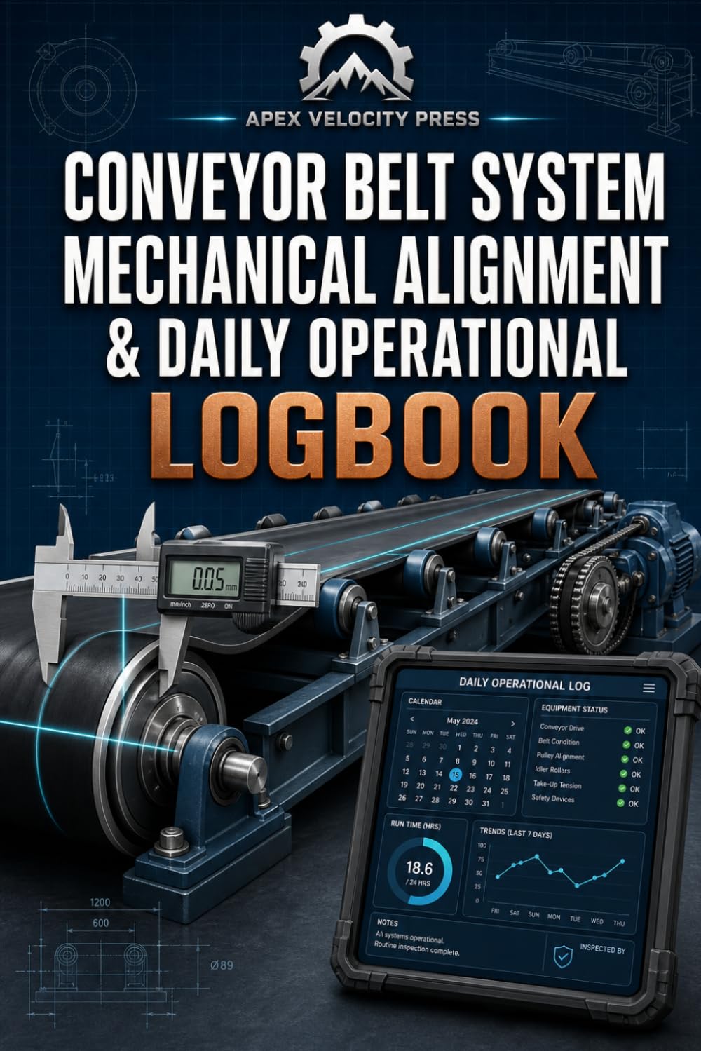 ler totalmente Conveyor Belt System Mechanical Alignment & Daily Operational Log: 6-Month Tracker for Belt Tension, Roller Lube, E-Stop Pull-Cords, and Motor Amp Draws