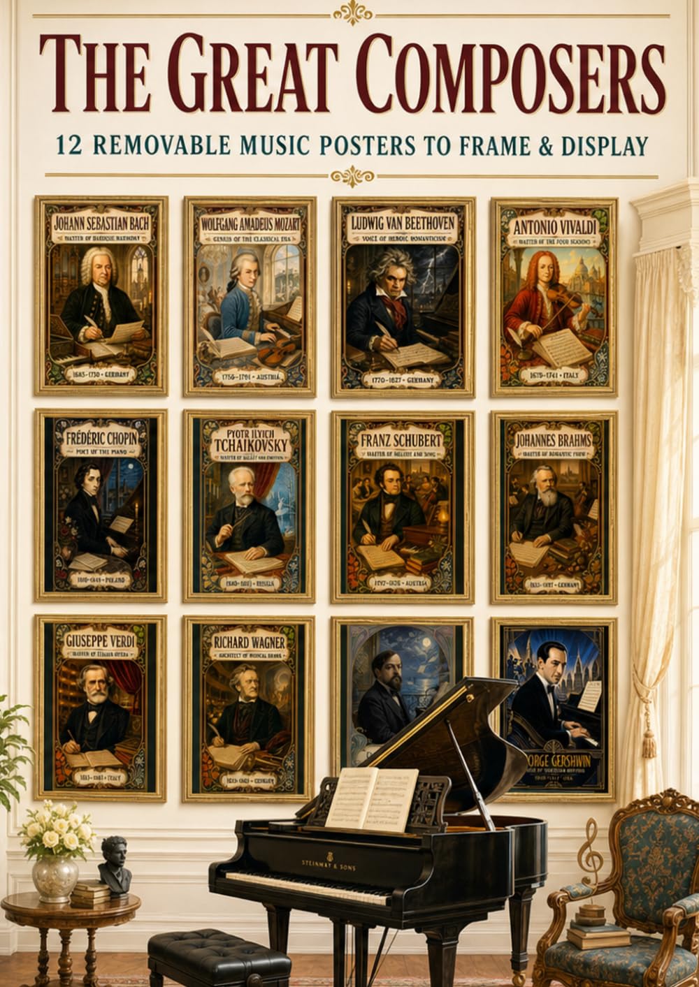 The Great Composers: 12 Removable Vintage Music Posters to Frame and Display baixar o livro de graça