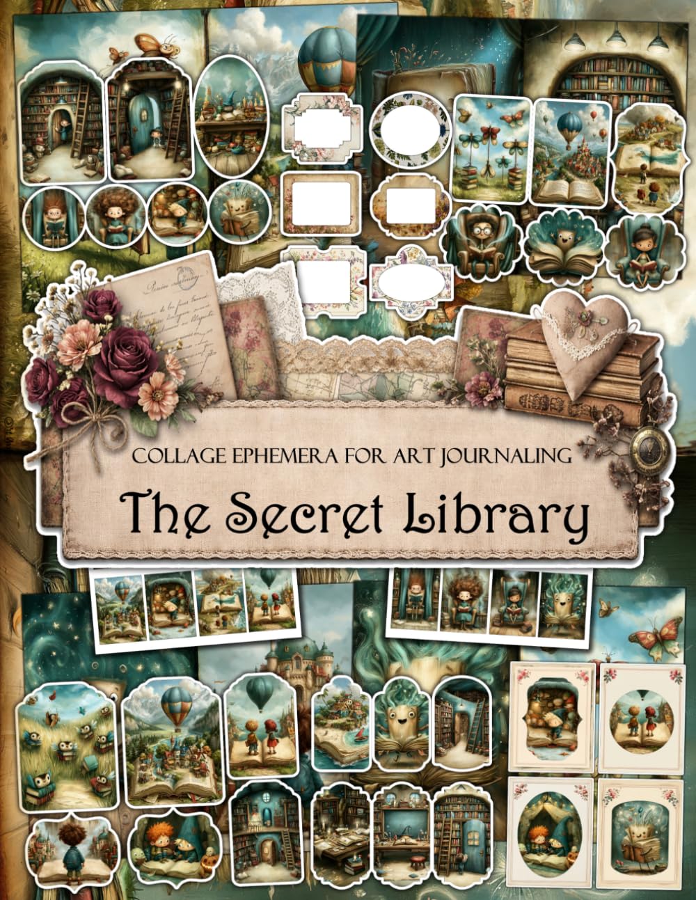 ler totalmente The Secret Library Ephemera Book: Junk Journal Papers, ATC Cards, Tags, Frames, Labels & Cut-Out Elements for Scrapbooking, Collage Art and Paper Crafts