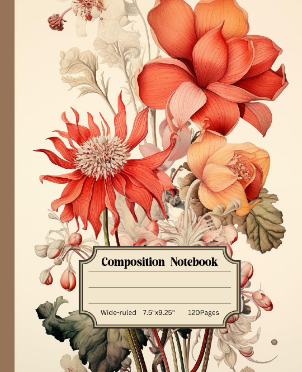 ler totalmente Retro Botanical Wide Ruled Composition Notebook:: Aesthetic Journal for School, College Students, Work
