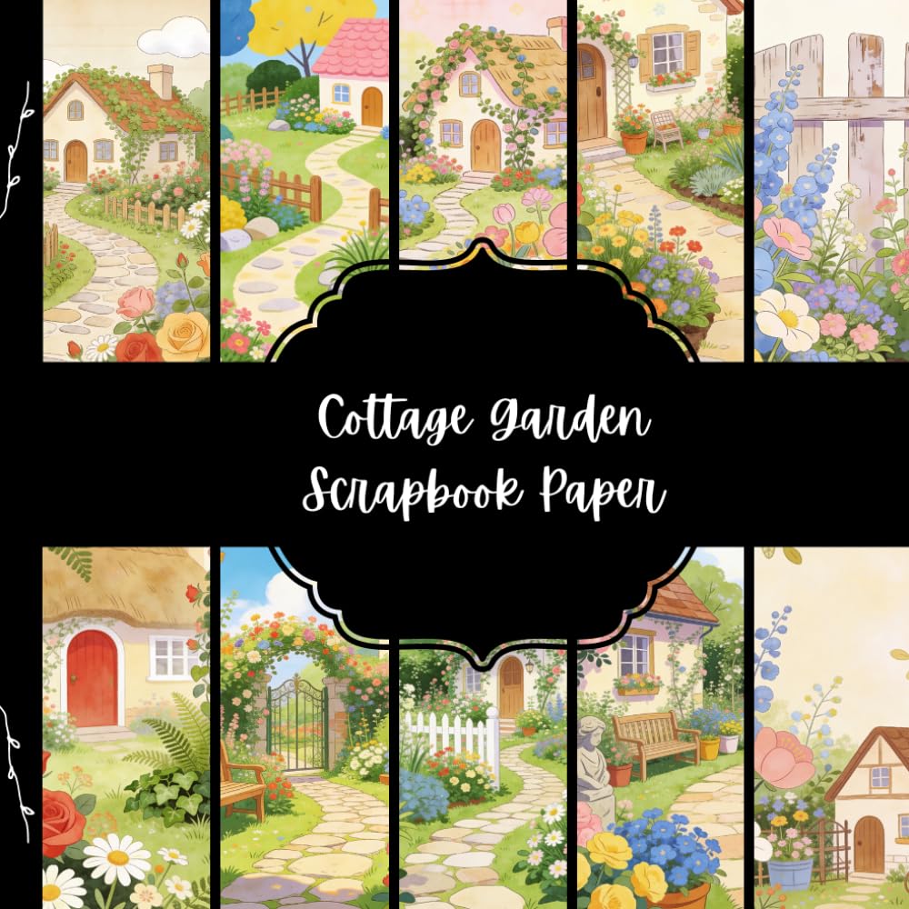 ler totalmente Cottage Garden Scrapbook Paper, Country House Junk Journal Paper, Floral Landscape Decorative Paper, DIY Projects, Origami, Collage Sheets, Decoupage Paper, 10 Designs, Double SIded