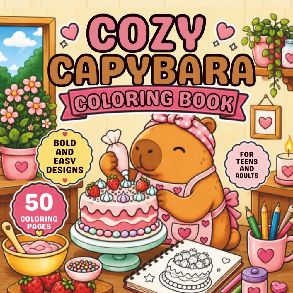 capítulo por capítulo baixar Cozy Capybara Coloring Book: Bold and Easy Cute Designs for Relaxation and Stress Relief
