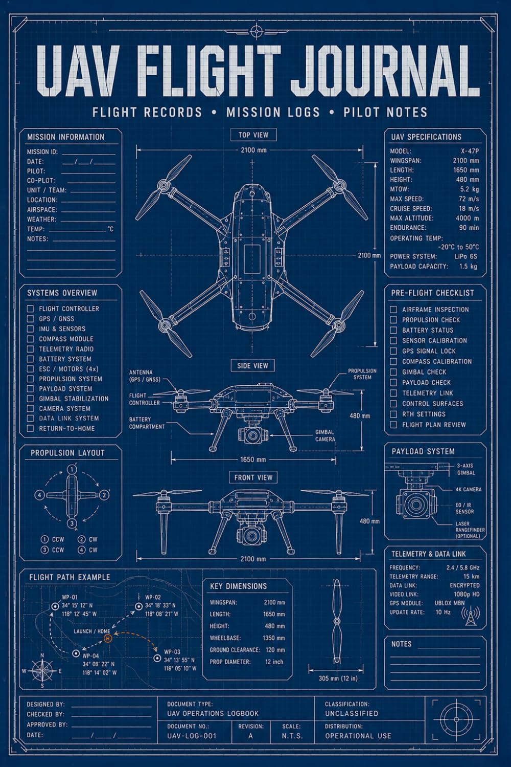 ler totalmente UAV Flight Journal: Created for Aviation Enthusiasts and Remote Aircraft Users | Route Documentation, Service Records and Operational Planning