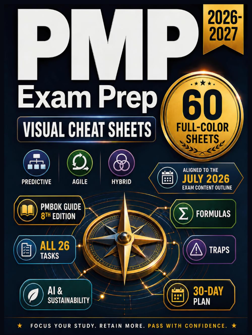 ler totalmente PMP Exam Prep Visual Cheat Sheets: 60 Full-Color Memory Sheets Aligned to the July 2026 Exam Content Outline and PMBOK Guide 8th Edition | All 26... 30-Day Plan (CertPath PMP Exam Prep)