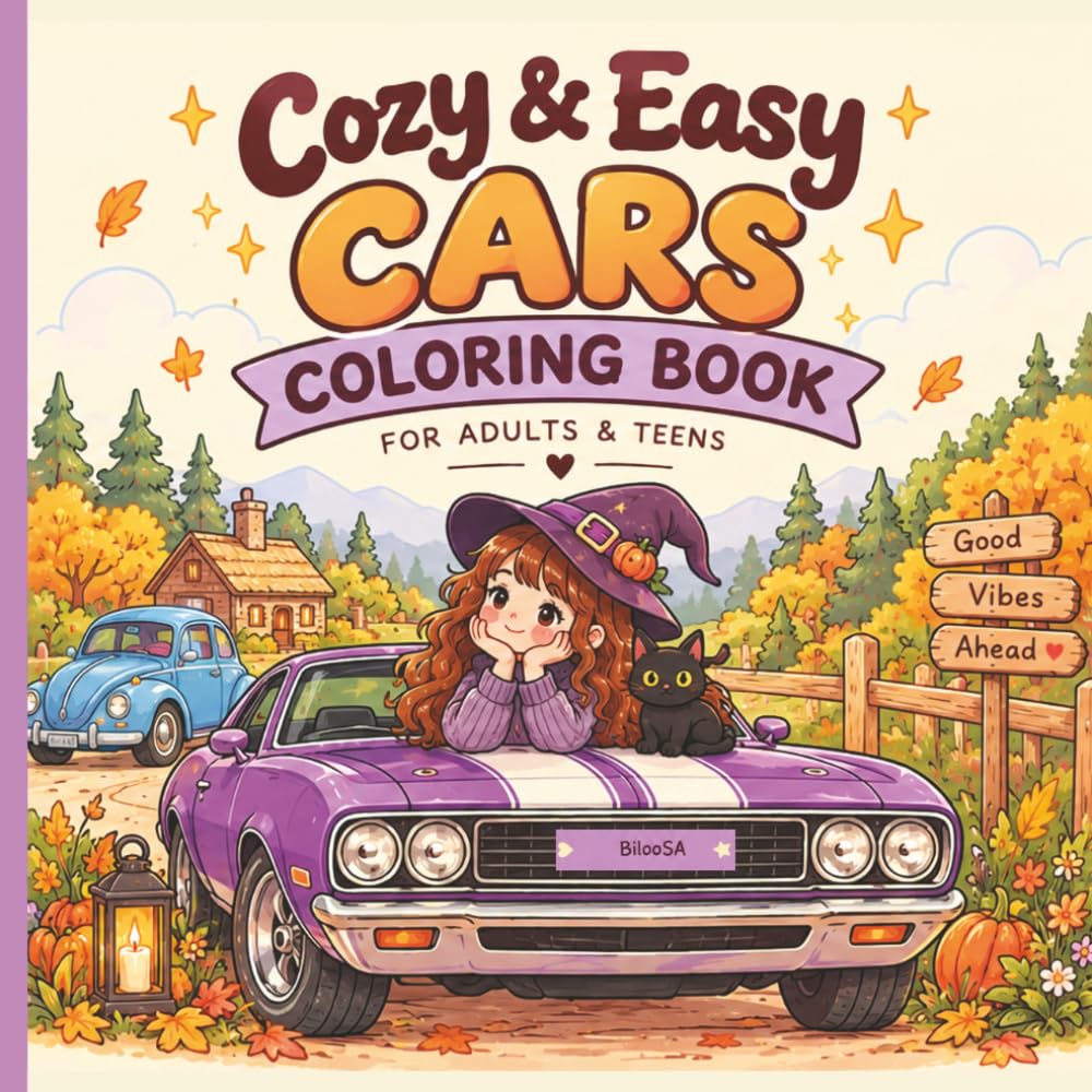 Cozy & Easy Cars Coloring Book: 30 Relaxing & Simple Car Designs for Adults and Teens baixar o livro de graça