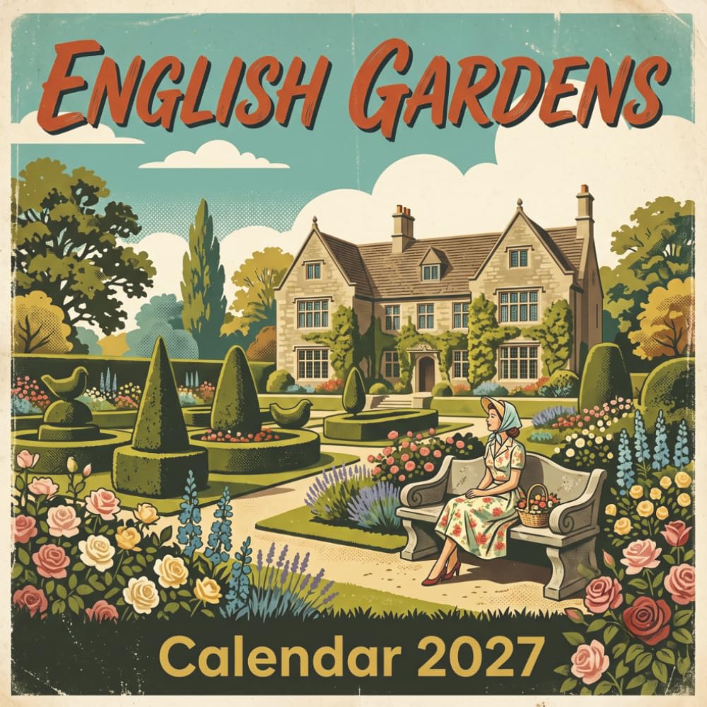 English Gardens Calendar 2027: Step into timeless mid-century charm with twelve vintage-illustrated English garden scenes for your home baixar o livro de graça