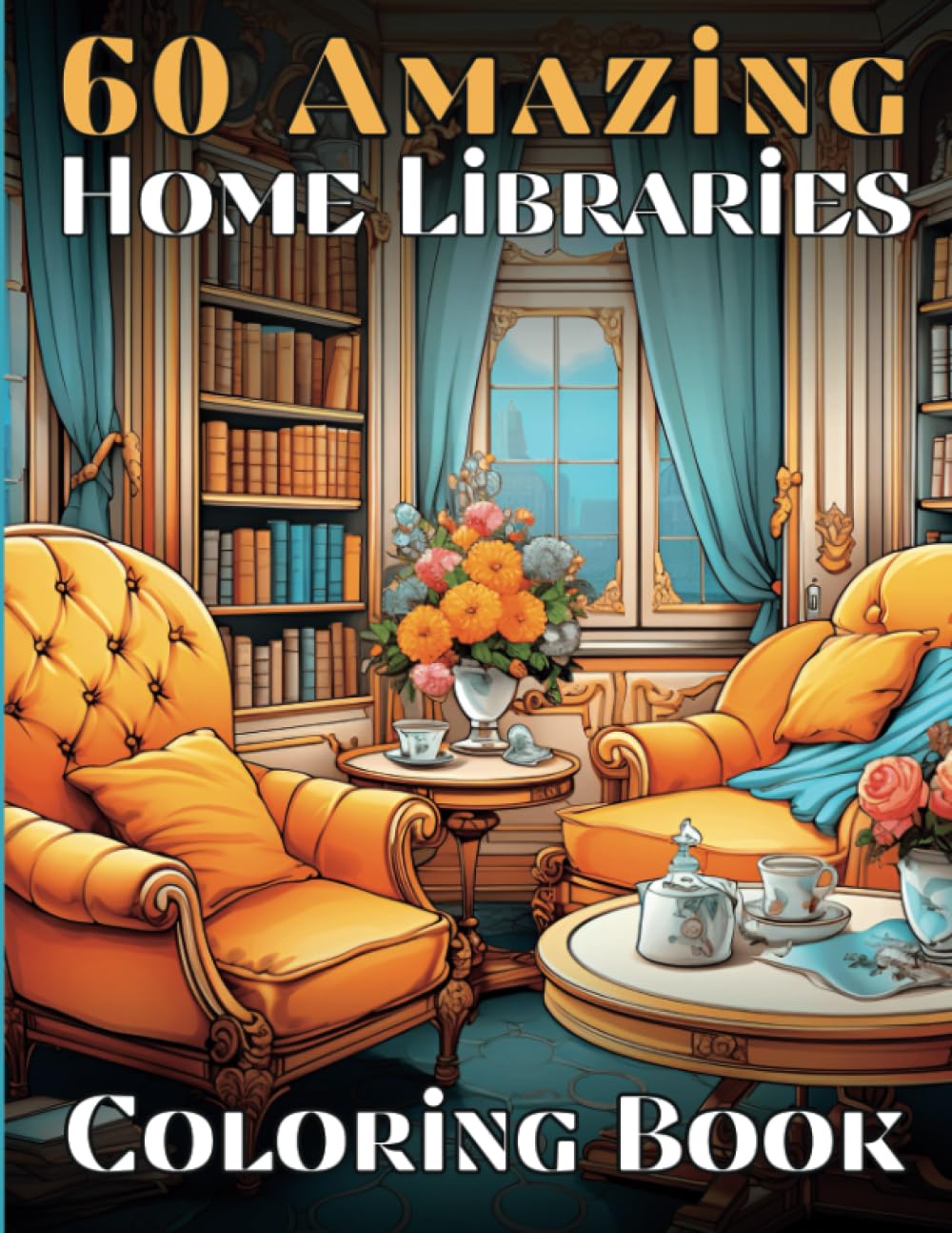 ler totalmente Interior Design Coloring Book for Adults And Teen. Home Library Edition: 60 Large, Unique Designs to Color for Relaxation, Stress Relief, and Mindful Creativity to Escape from Daily Anxiety!