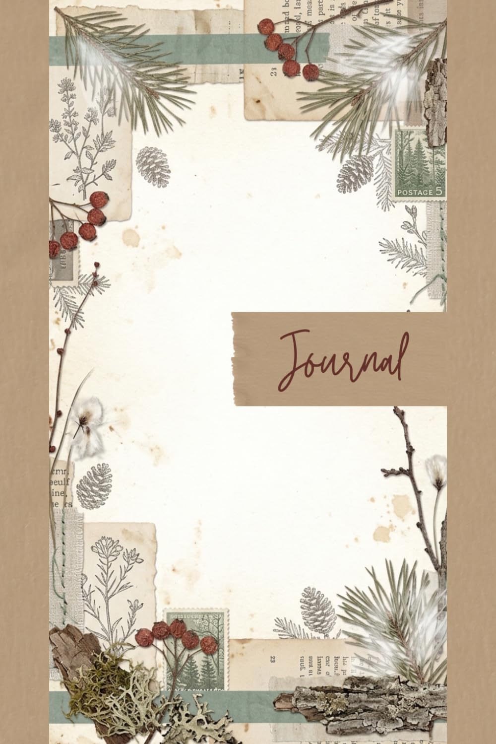ler totalmente Vintage Winter Herbarium Journal - 6x9 Aesthetic Notebook for Creative Writing - 100 Decorative Pages with Frosty Forest Moss, Lichens, Pine Cones, and Antique Botanical Ephemera Textures