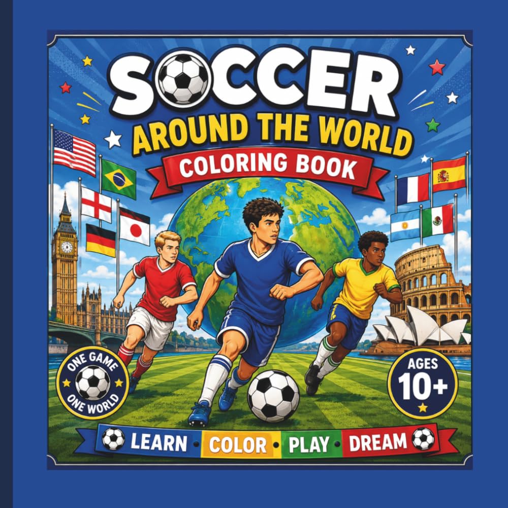 ler totalmente Soccer Around the World: A coloring for Soccer lovers of all ages. An activity book beyond coloring: Color, learn, play and dream.