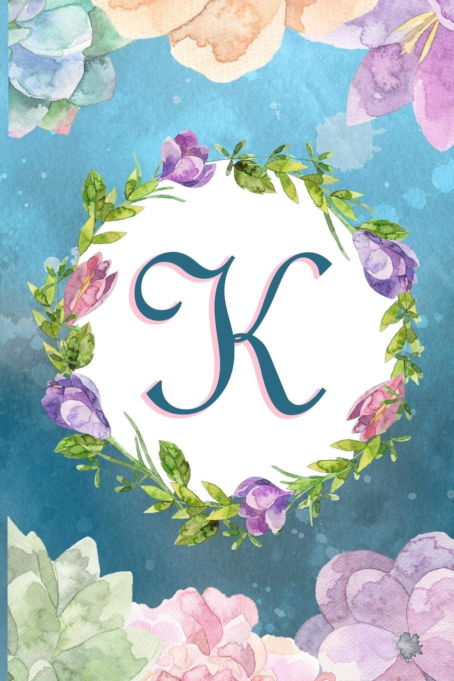 capítulo por capítulo baixar K: Watercolor Monogram Handwritten Initial K with Vintage Retro Floral Wreath Elements - College Ruled Lined Writing Journal, Notebook, Composition Book, Inspirational Journal or Diary 6x9'' 120 pages