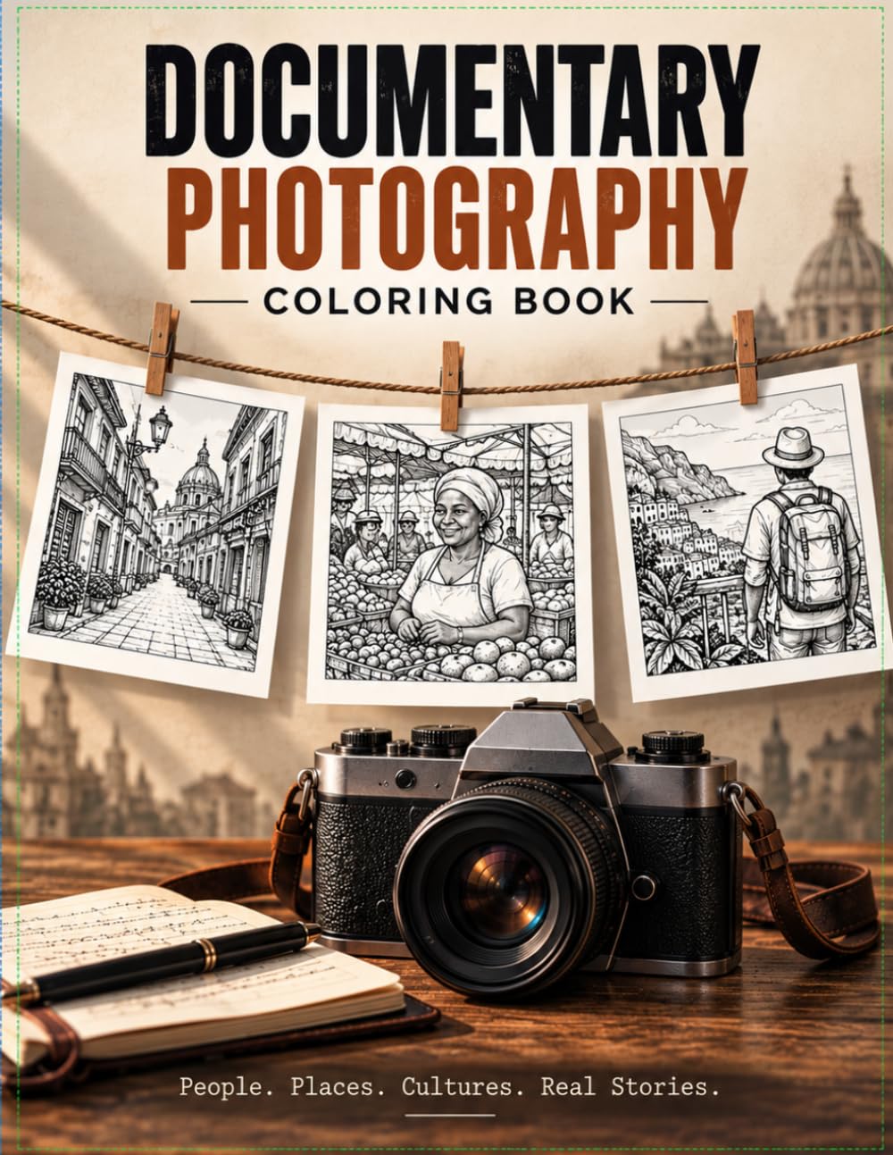 ler totalmente documentary photography coloring book: Explore Real People, Places, Cultures & Everyday Moments Through the Art of Coloring