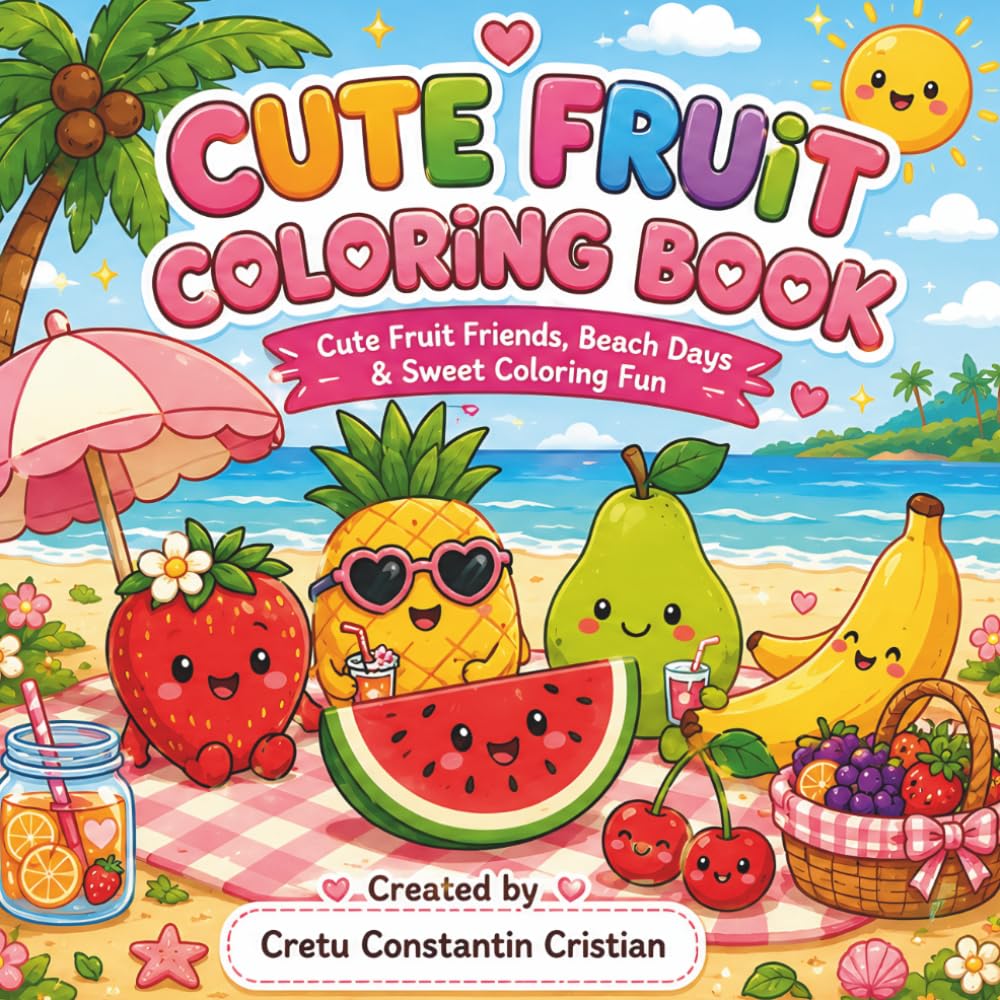 Cute Fruit Coloring Book: Cute Fruit Friends, Beach Days & Sweet Coloring Fun for Kids (Cozy Animal Series) baixar livro de graça