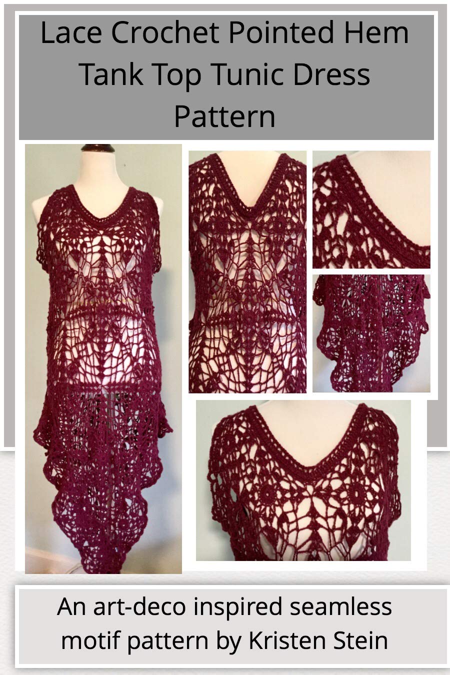 ler totalmente Lace Crochet Pointed Hem Tank Top Tunic Dress Pattern: An art-deco inspired seamless motif pattern by Kristen Stein (English Edition)