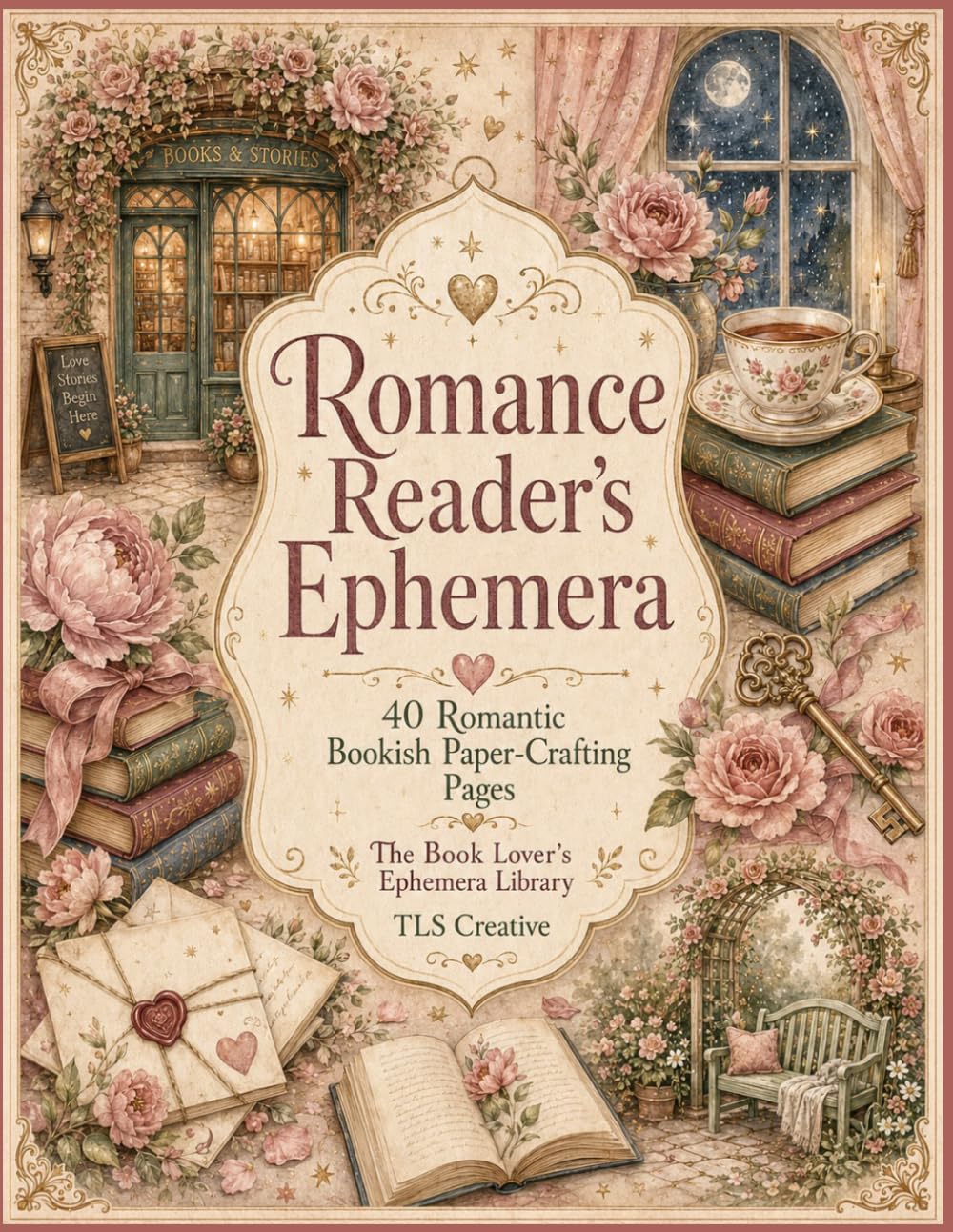 Romance Reader’s Ephemera: 40 Romantic Bookish Paper Crafting Pages Full Color Cut and Use Elements Created For Love Story Readers, Junk Journals, Scrapbookers, Reading Journal, Mixed Media Crafts baixar livro de graça