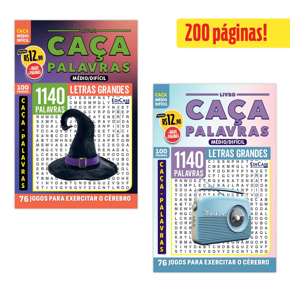 Kit 2 Livros Caça-Palavras ed.04 - Médio/Difícil - 94 e 96: 200 páginas e 152 jogos para exercitar o cérebro baixar o livro de graça
