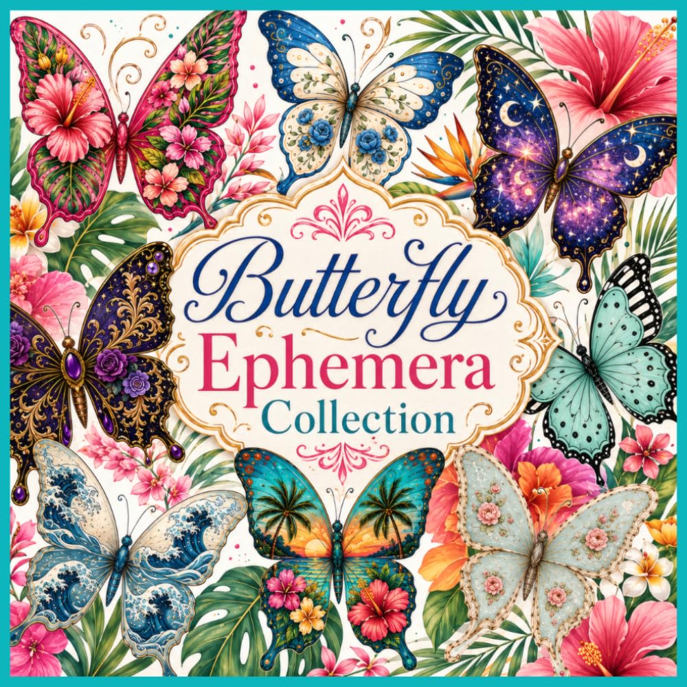 capítulo por capítulo baixar Butterfly Ephemera Collection: 180 Fussy Cut Butterflies for Junk Journaling & Scrapbooking: Single-Sided Elements in Gothic, Shabby Chic, Celestial, and Assorted Vintage Art Styles