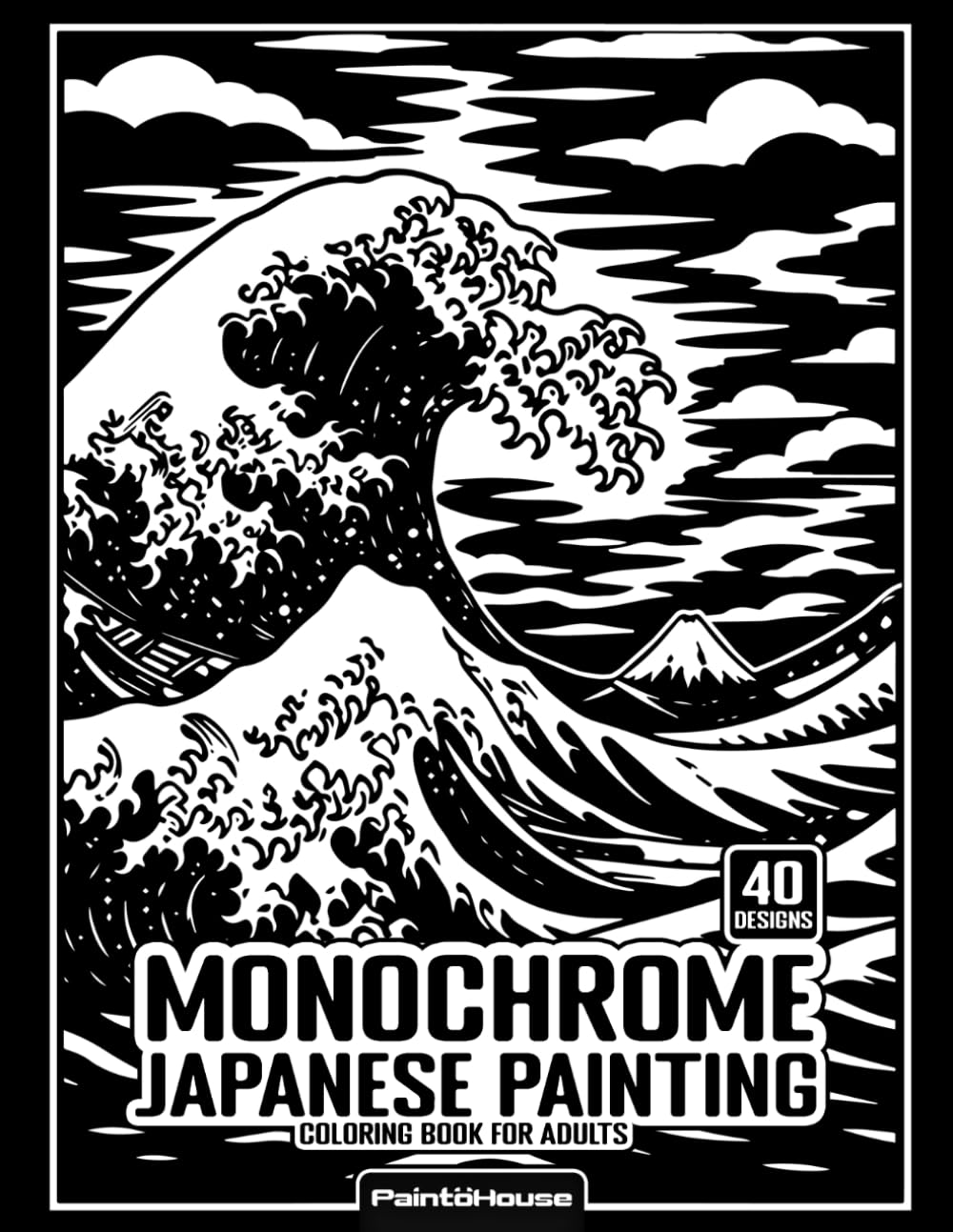 ler totalmente Monochrome Japanese Painting Coloring Book for Adults: Top 40 Iconic Japanese Masterpieces | Bold & Easy One-Pen Coloring for Stress Relief and Relaxation