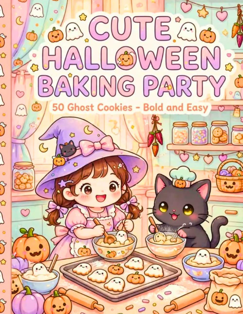 ler totalmente Cute Halloween Baking Party: 50 Ghost Cookies Coloring Book - Bold and Easy for Kids Ages 4-8