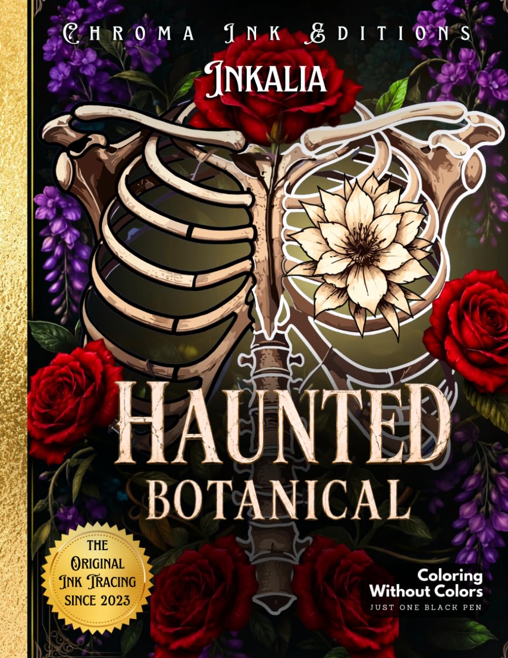 Inkalia Haunted Botanical: A Dark Academia Ink Tracing Book for Adults and Teens: Cozy Spooky Gothic Scenes with Nocturnal Flowers, Ravens and... (Inkalia Bold and Easy Ink Tracing) baixar livro de graça