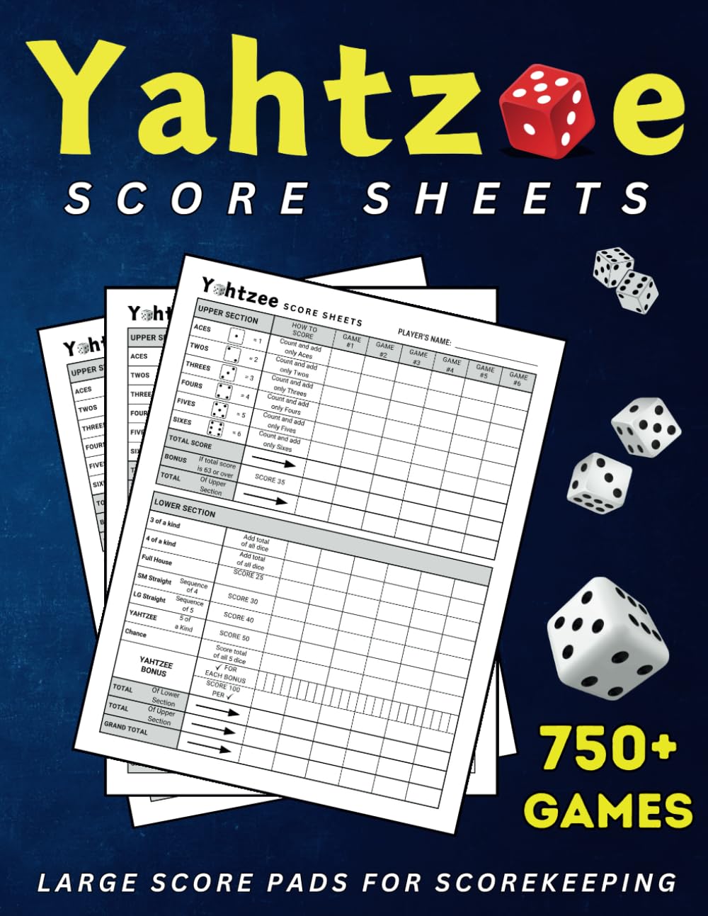 Yahtzee Score Sheets: 750+ Score Games for Scorekeeping | 8.5 x 11 Large Print | Yahtzee Score Pads (130 Pages) baixar livro de graça