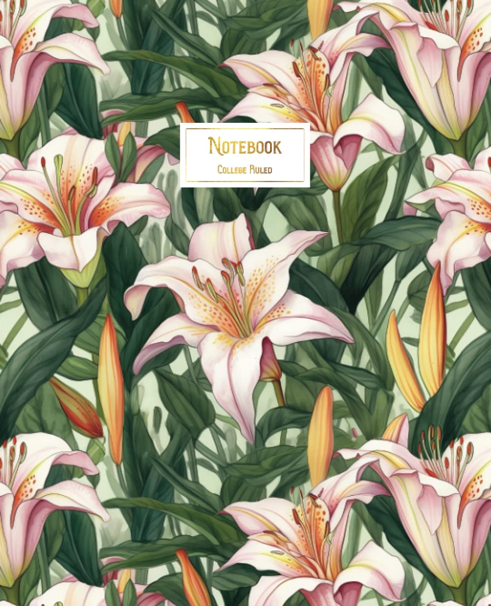 ler totalmente Notebook College Ruled Pink Lillies: Watercolor Floral Botanical Illustration. Floral composition notebook/flower notebook - floral journal | Vintage... for Grandma | Wide Lined 7.25 x 9.25 (A5)