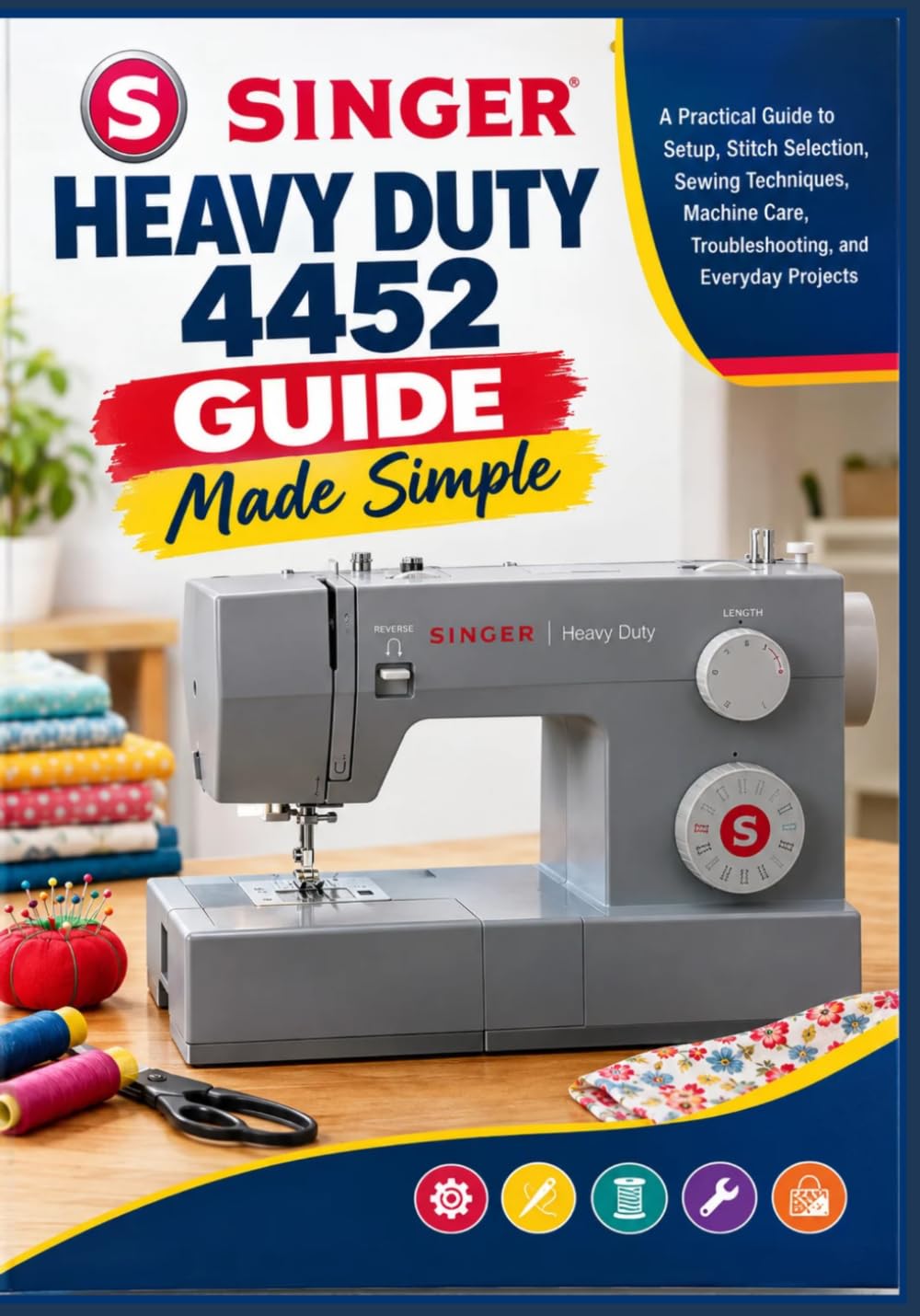 ler totalmente Singer Heavy Duty 4452 Guide Made Simple: A Practical Guide to Setup, Stitch Selection, Sewing Techniques, Machine Care, Troubleshooting, and Everyday Projects