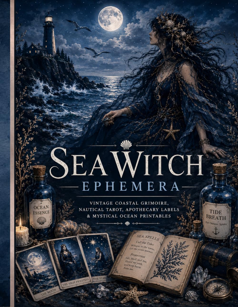 capítulo por capítulo baixar Sea Witch Ephemera for Junk Journal to Cut out and Collage: Vintage Coastal Grimoire, Nautical Tarot, Apothecary Labels & Mystical Ocean Printables..... Collage, Cardmaking, & Magical Paper Crafts