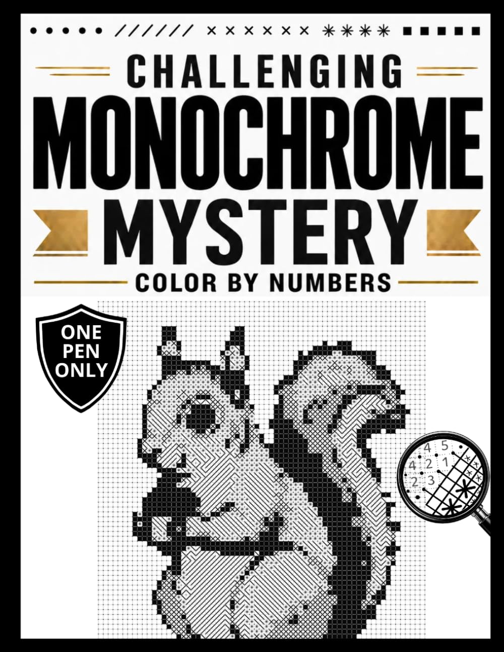 ler totalmente Challenging Monochrome Mystery Color by Number: Black and White Pixel Reveals with One Pen – Relaxing Mysteries Images for Adults