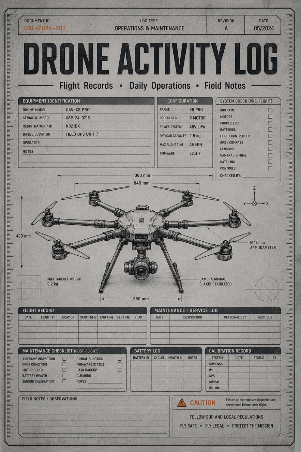 Drone Activity Log: Made for Daily Aviation Use and Long-Term Record Keeping | Equipment Management, Service Histories and Mission Reviews baixar o livro de graça