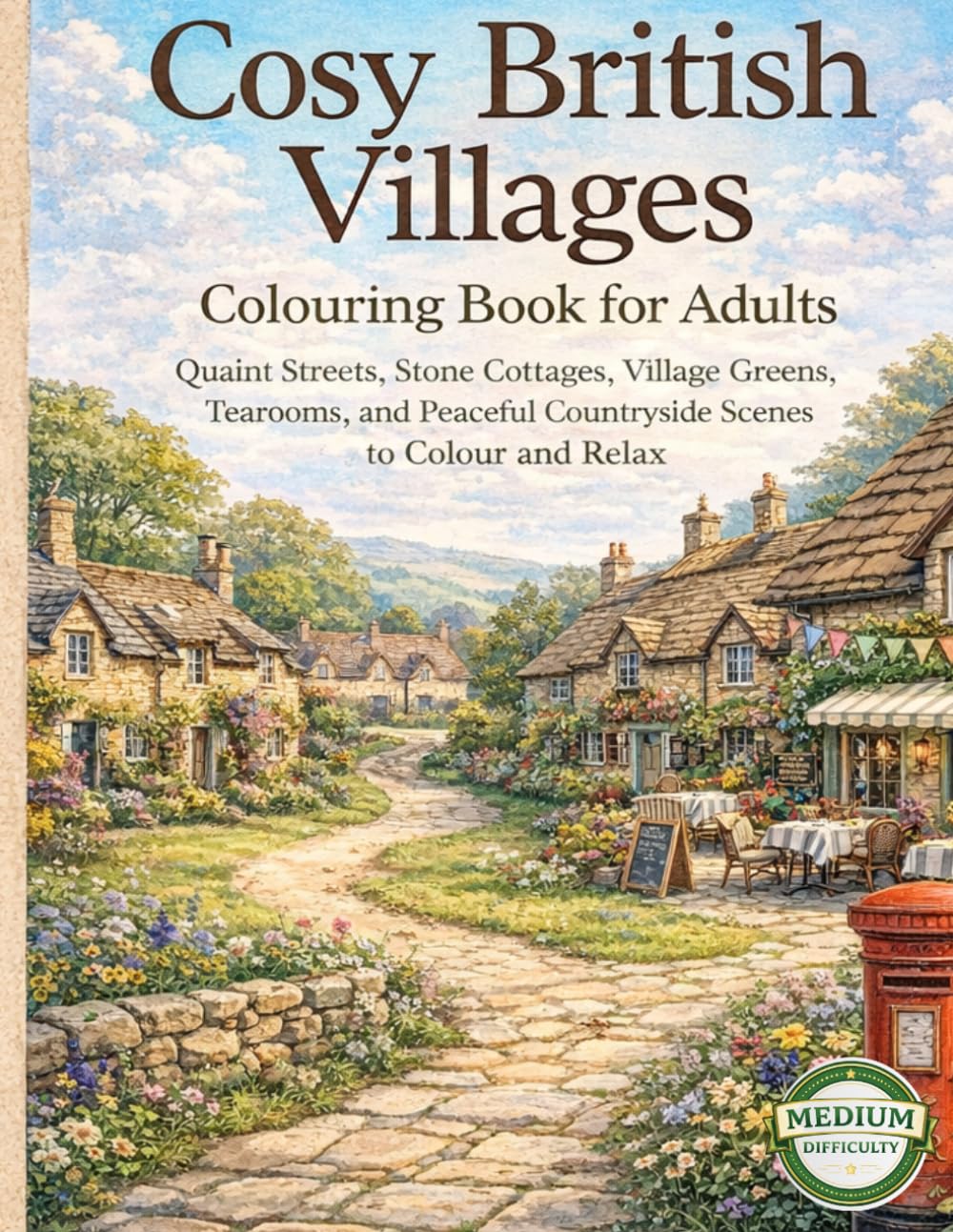 ler totalmente Cosy British Villages Colouring Book for Adults: Quaint Streets, Stone Cottages, Village Greens, Tearooms, and Peaceful Countryside Scenes to Colour and Relax