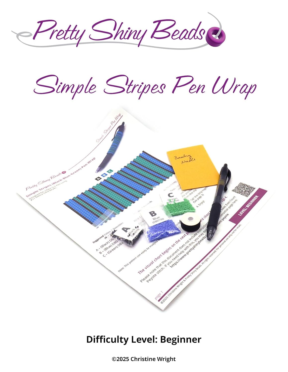 ler totalmente Simple Stripes Pen Wrap (Black, Green, Blue): A Beadweaving Pattern by Pretty Shiny Beads (Pen Wraps by Pretty Shiny BEads) (English Edition)