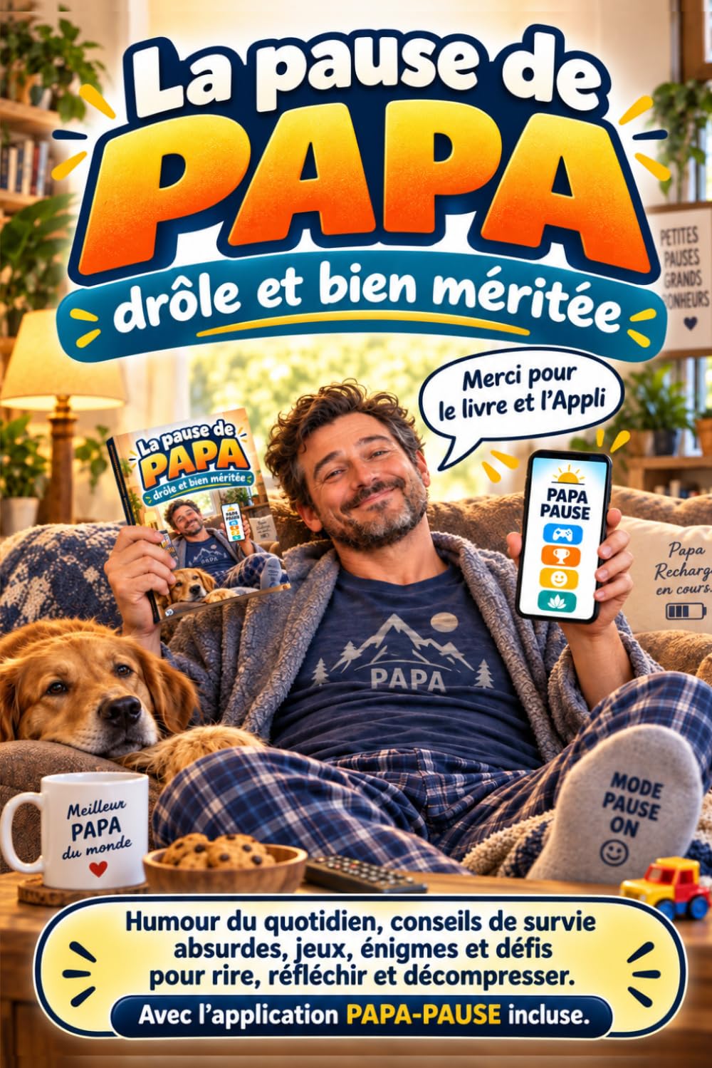 La pause de Papa – drôle et bien méritée: Humour du quotidien, conseils de survie absurdes, jeux, énigmes et défis pour rire, réfléchir et ... PAPA-PAUSE incluse (French Edition)