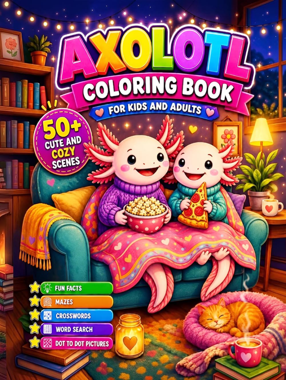 Cute and Cozy Axolotl Coloring Book for Kids, Teens & Adults: Bold and Easy Coloring Book: Stress Relieving 50+ Adorable Coloring Pages with Fun... Puzzles (Axolotl Coloring Book collection) baixar livro de graça