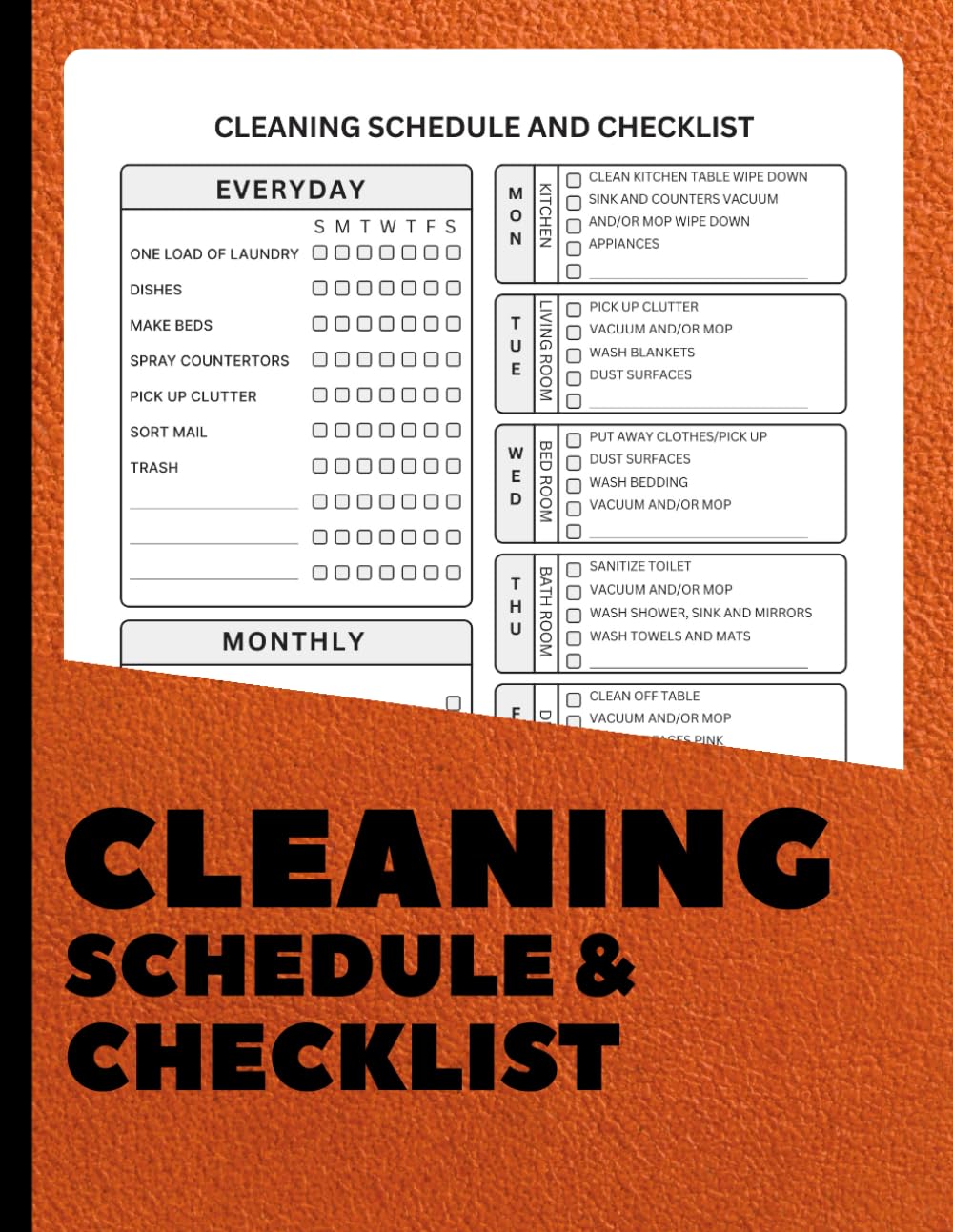 ler totalmente Cleaning Schedule and Checklist: Daily, Weekly, and Monthly House Cleaning Planner | Home Cleaning Checklist and Organizer | 100 Pages | 8.5x11 Inches