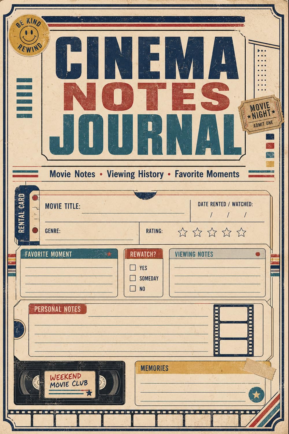 Cinema Notes Journal: Movie Review and Rating Record for Story Thoughts, Character Details, Cast Notes, Favorite Scenes, Viewing Memories, and Reflections baixar o livro de graça