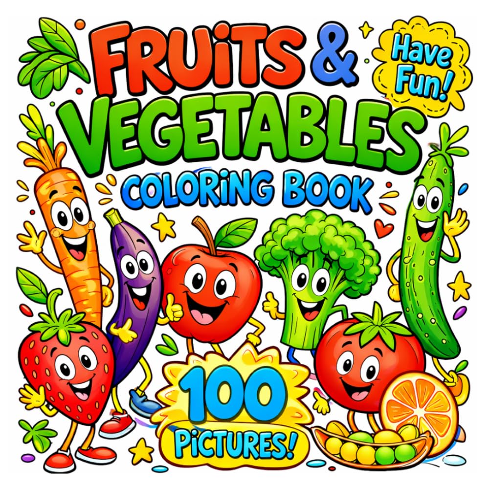 ler totalmente Fruit And Vegetables Coloring Book: 100 Beautiful Pictures To Color
