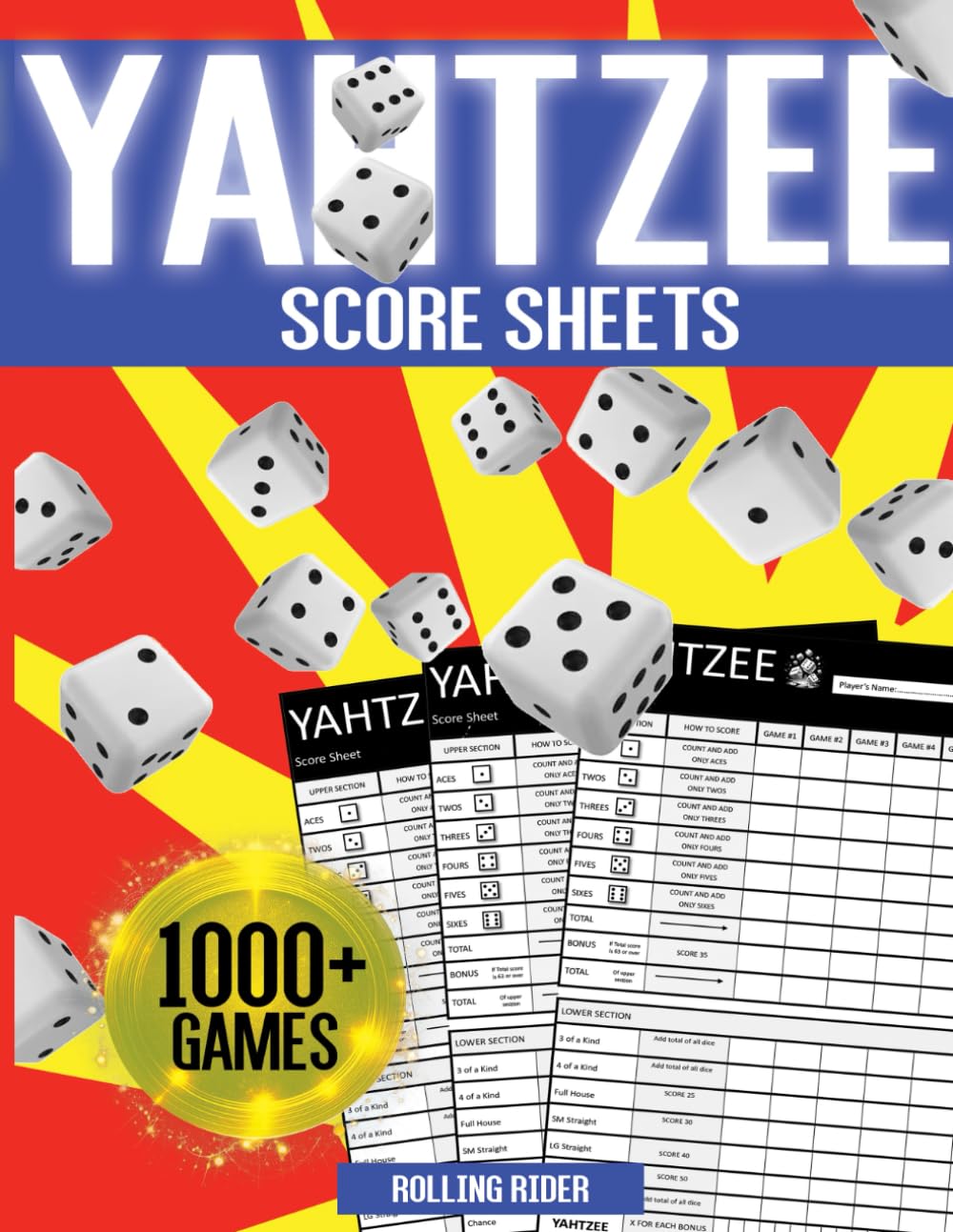 ler totalmente Yatzee Score Sheets: 1000+ Games for Scorekeeping, 8.5x11 Large Print Score Pads (Score Book)