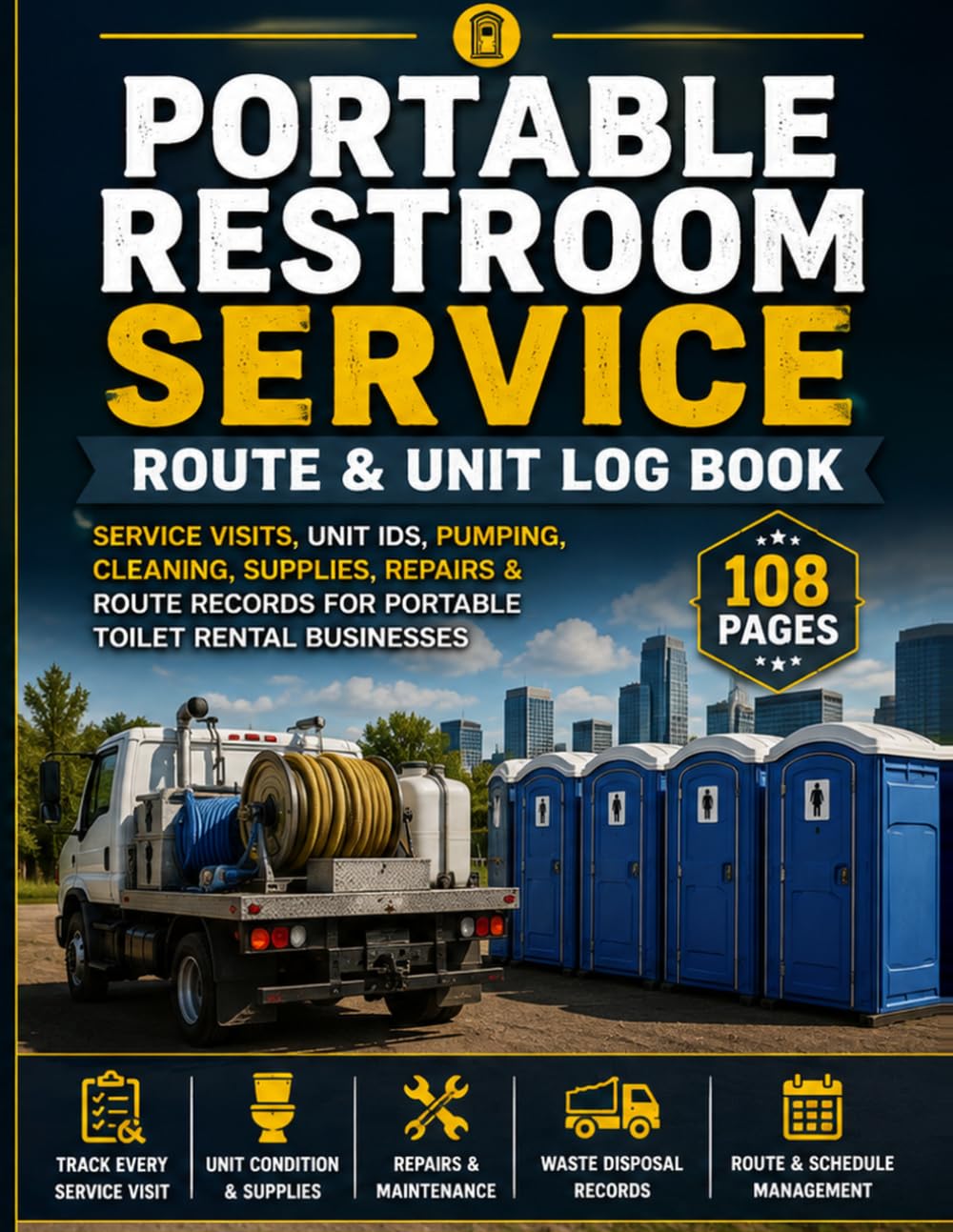 Portable Restroom Service Route & Unit Log Book: Service Visits, Unit IDs, Pumping, Cleaning, Supplies, Repairs & Route Records for Portable Toilet Rental Businesses baixar livro de graça