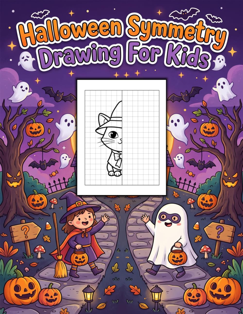 Halloween Symmetry Drawing for Kids: Halloween drawing and coloring book, Spooky drawing activities for kids, Draw the missing half, Symmetrical ... for kids, Learn symmetry through drawing