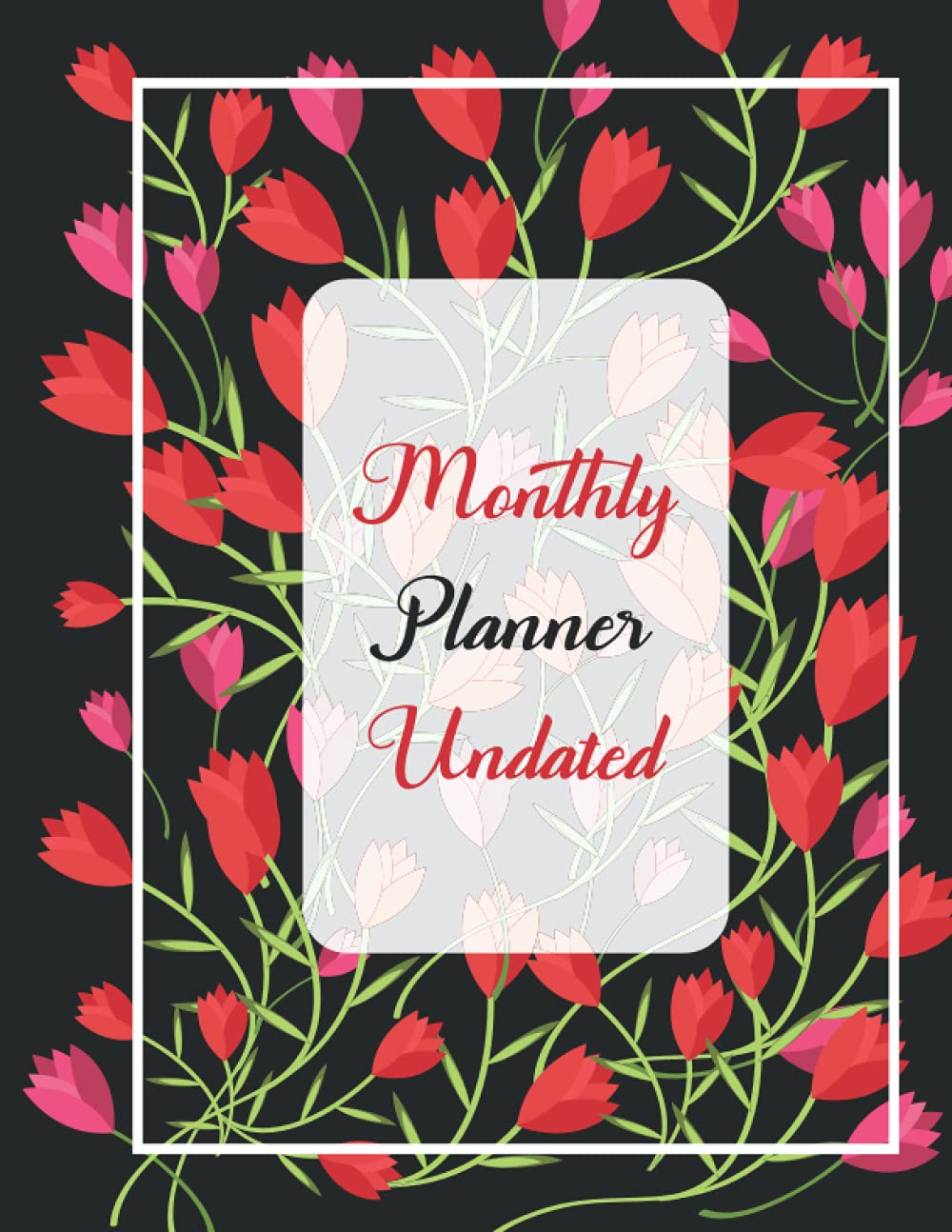 capítulo por capítulo baixar Monthly Planner Undated: Large Undated 24 Months Schedule Organizer and Appointment Book for Business or Personal Use । Red Flower on Black Background Cover