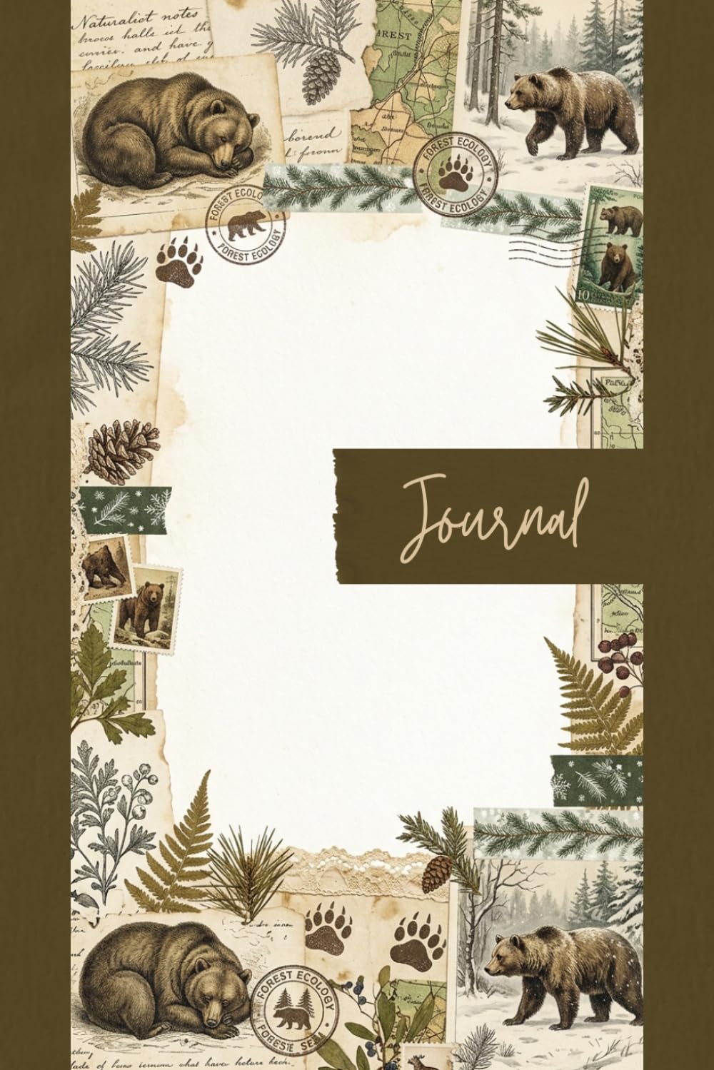 Vintage Winter Bear Forest Junk Journal Pages - 6x9 Aesthetic Stationery Paper - 100 Decorative Writing Sheets with Brown Bears, Snowy Pine Cones, Wildlife Tracks, and Forest Ecology Ephemera Textures baixar livro de graça