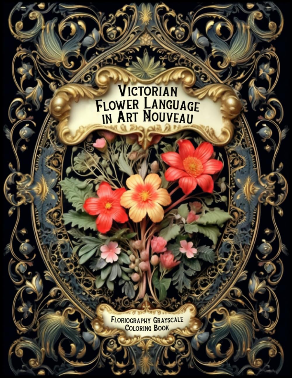 Victorian Flower Language in Art Nouveau: Floriography Grayscale Coloring Book For Adults (Art Nouveau Flower Gardens) baixar o livro de graça