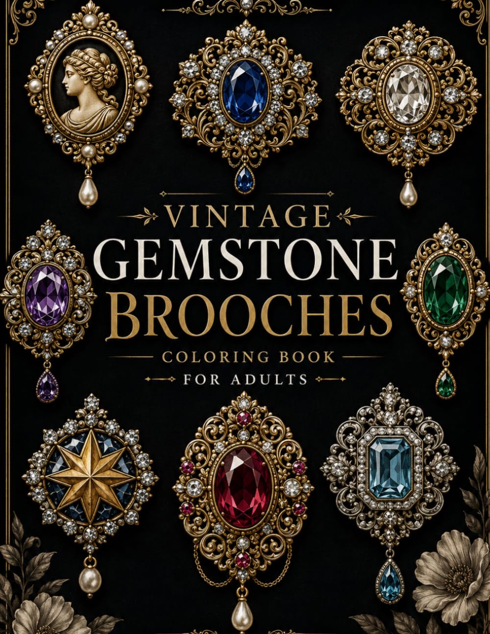 Vintage Gemstone Brooches Coloring Book for Adults: Elegant Victorian Jewelry Designs Featuring Cameos, Ornate Frames, Filigree Details, and Antique-Inspired Brooches (Spanish Edition) baixar o livro de graça