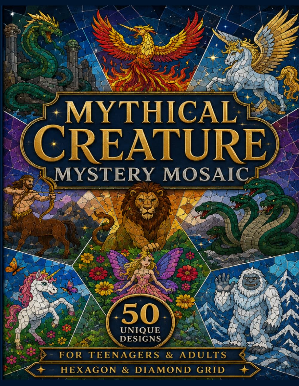 Mythical Creatures Mystery Mosaic: 50 Hexagon & Diamond Color-by-Number Designs for Adults and Teens baixar livro de graça
