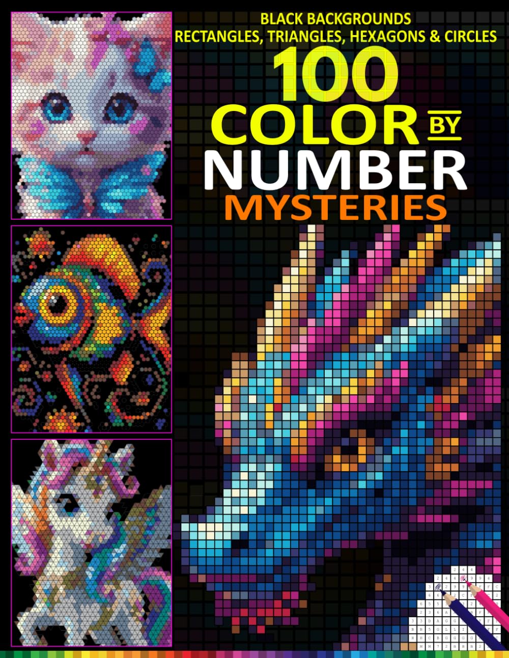 capítulo por capítulo baixar 100 Color by Number Mysteries: Hidden Masterpieces on Black Background - Reveal Magical Creatures One Color at a Time
