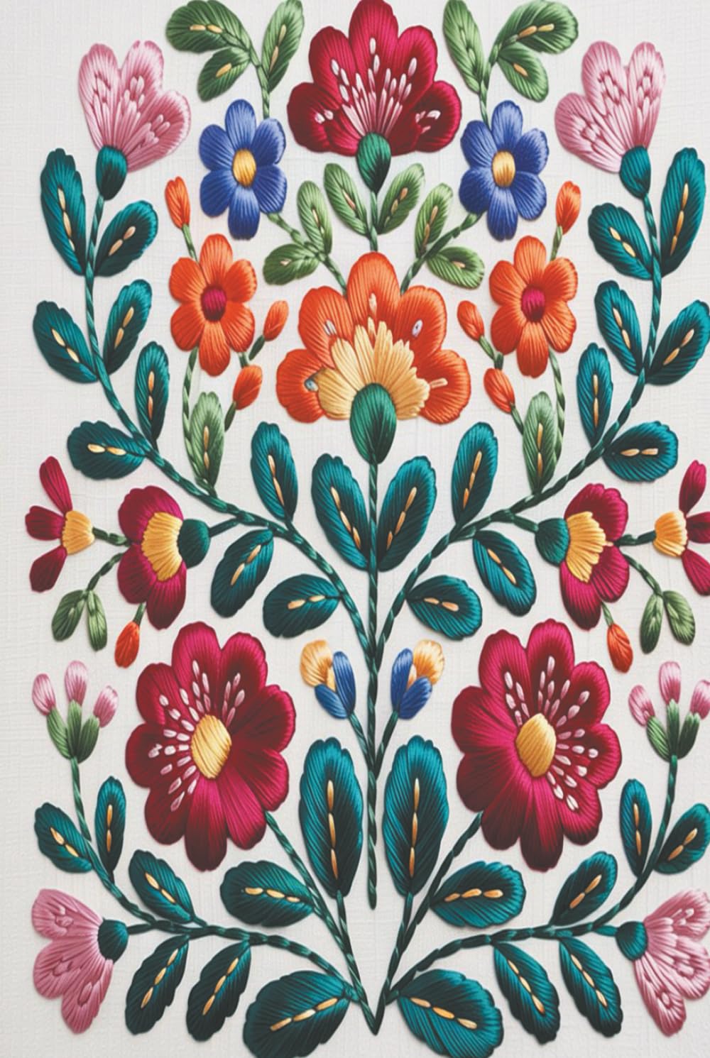ler totalmente Hungarian Folk Embroidery Floral Design: Classic Hungarian Folk Flower Pattern Inspired by Traditional Embroidery Art