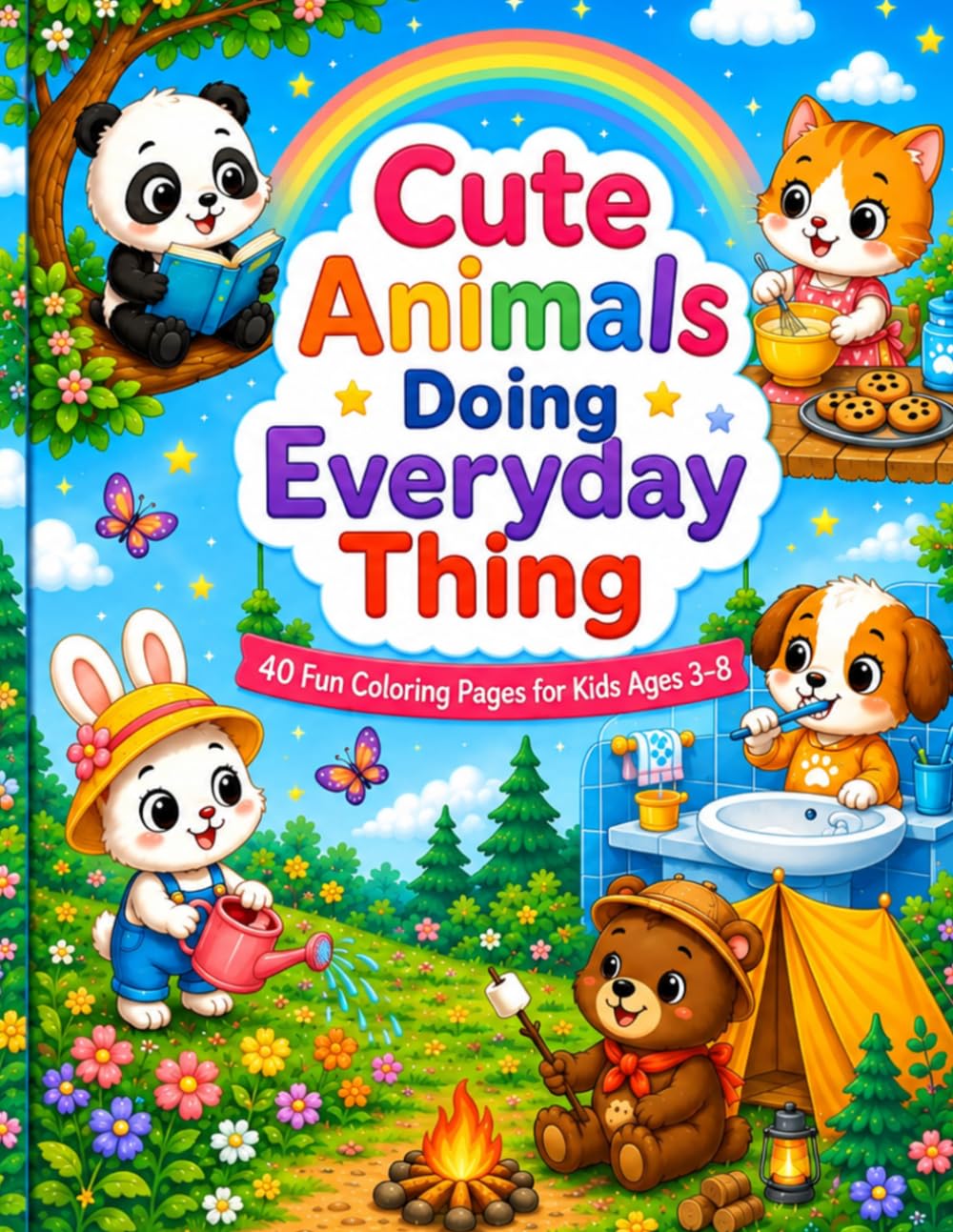 Cute Animals Doing Everyday Thing: 40 fun coloring pages for kids Ages 3-8 baixar livro de graça