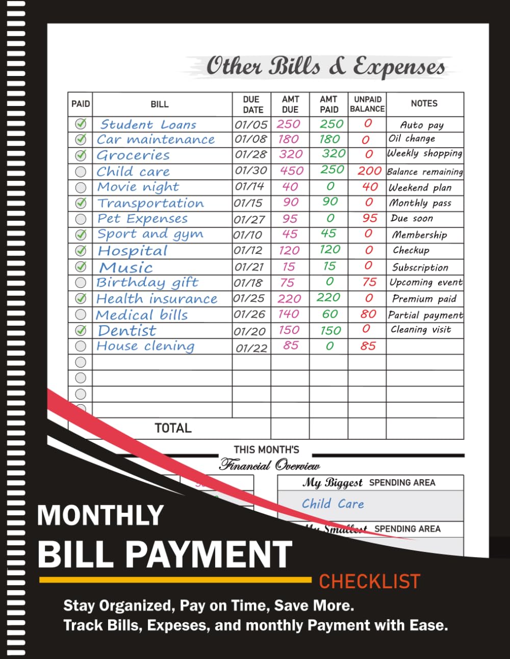 Monthly Bill Tracker Notebook: Bill Payment Organizer and Expense Tracker with Financial Overview, Yearly Goals, Income & Savings Tracking baixar o livro de graça