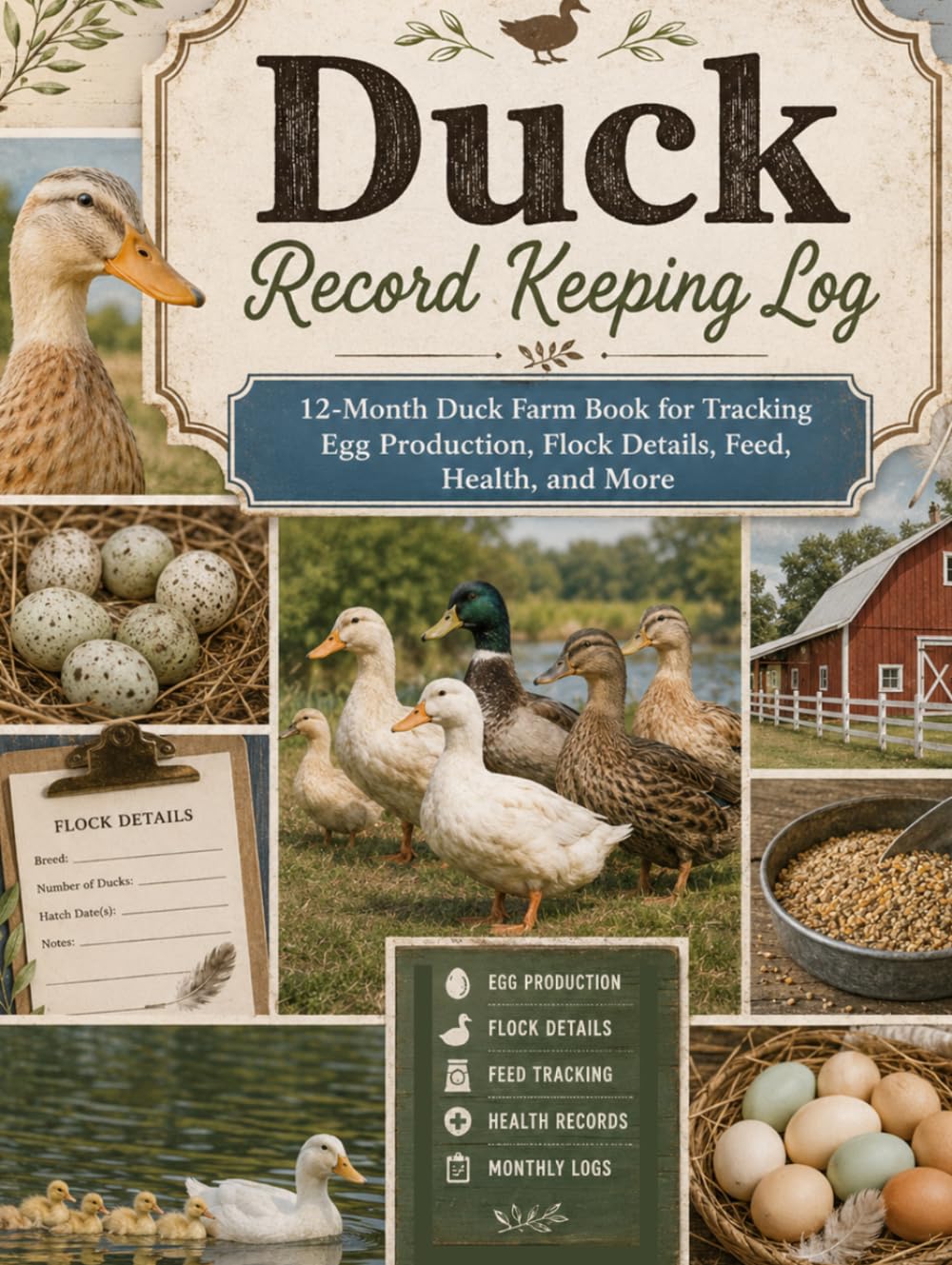 Duck Record Keeping Log: 12-Month Duck Farm Record Book for Tracking Egg Production, Flock Details, Feed, Health, Coop Care, Sales and Hatching baixar o livro de graça